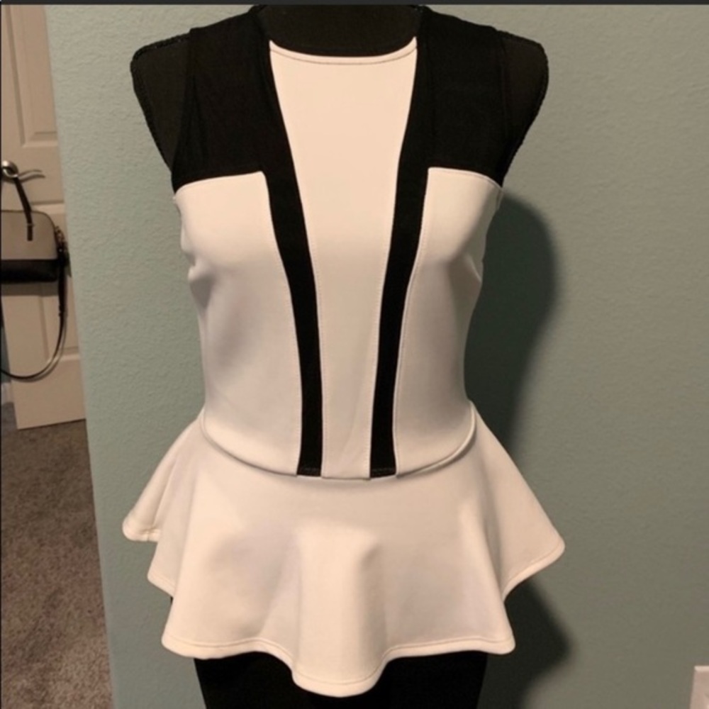 Guess Black & White Peplum Dress